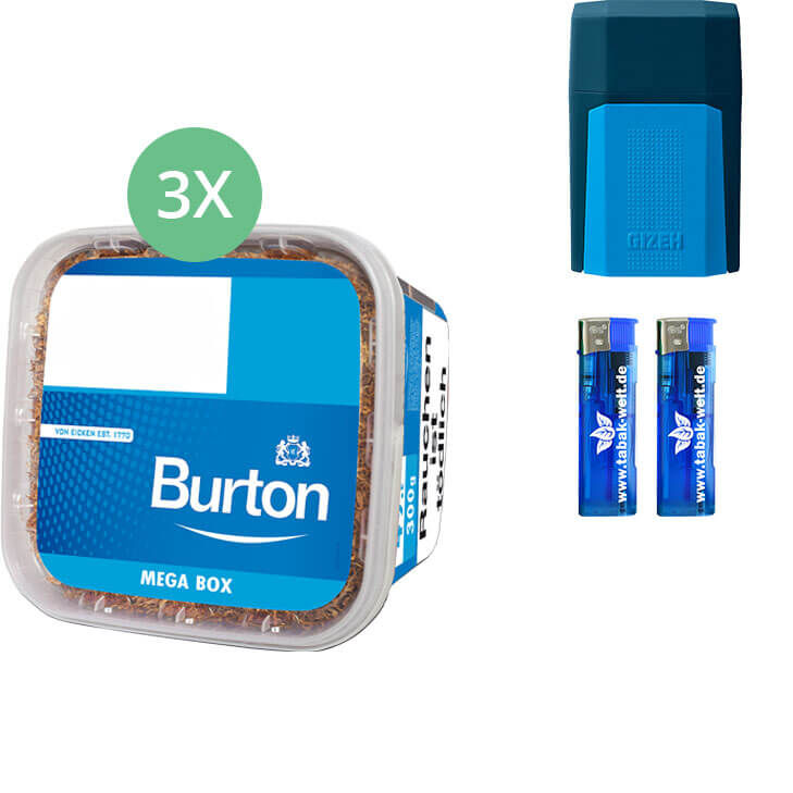 Burton Blue Tabak 3 x Mega Box mit Etui