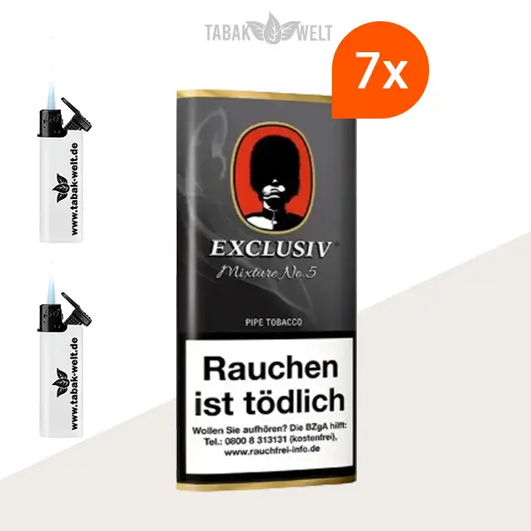 Exclusiv Mixture No. 5 Pfeifentabak Spezial mit Whisky, 7 Pouches