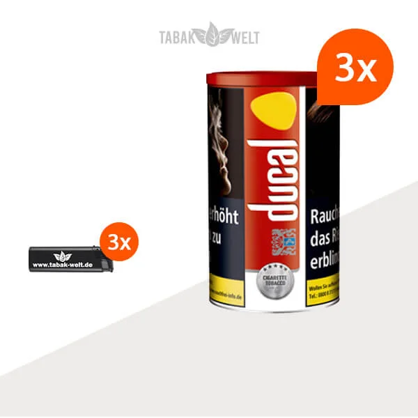 ducal-red-feinschnitt-tabak-3x-dose-mit-feuerzeugen