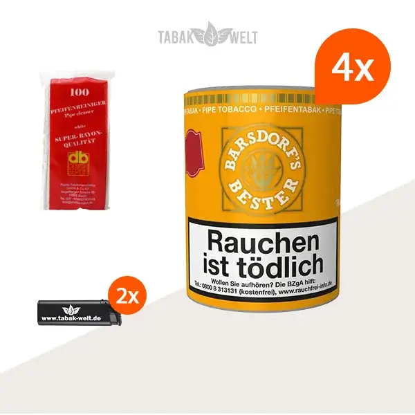 Barsdorf´s Bester Aromatic Mixture Pfeifentabak 4x Dose mit Pfeifenreiniger Barsdorf´s Bester Aromatic Mixture Pfeifentabak 4x Dose mit Pfeifenreiniger