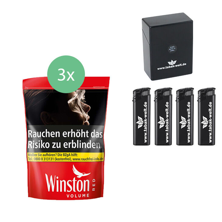 Winston Red 3 x 160g mit Zigarettenbox