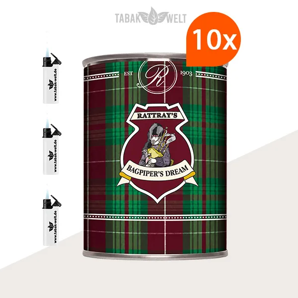 Rattray’s British Selection Bagpiper’s Dream Pfeifentabak – 10er-Box mit Feuerzeugen