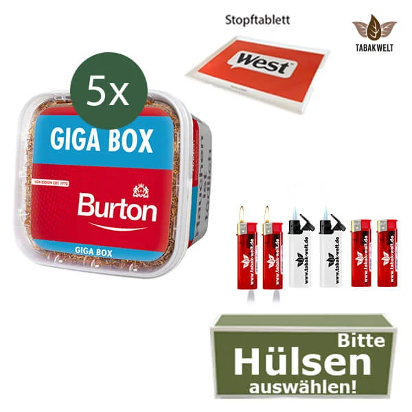 Burton Volumentabak Red 5 x Giga Box mit wählbaren Hülsen