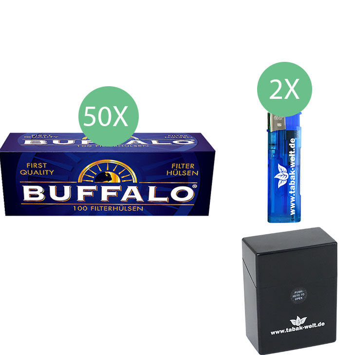 Buffalo Filterhülsen 50 x 100 mit Zigarettenbox