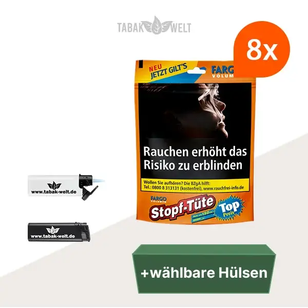 fargo-volumentabak-8x-stopf-tuete-mit-waehlbaren-huelsen-und-feuerzeugen