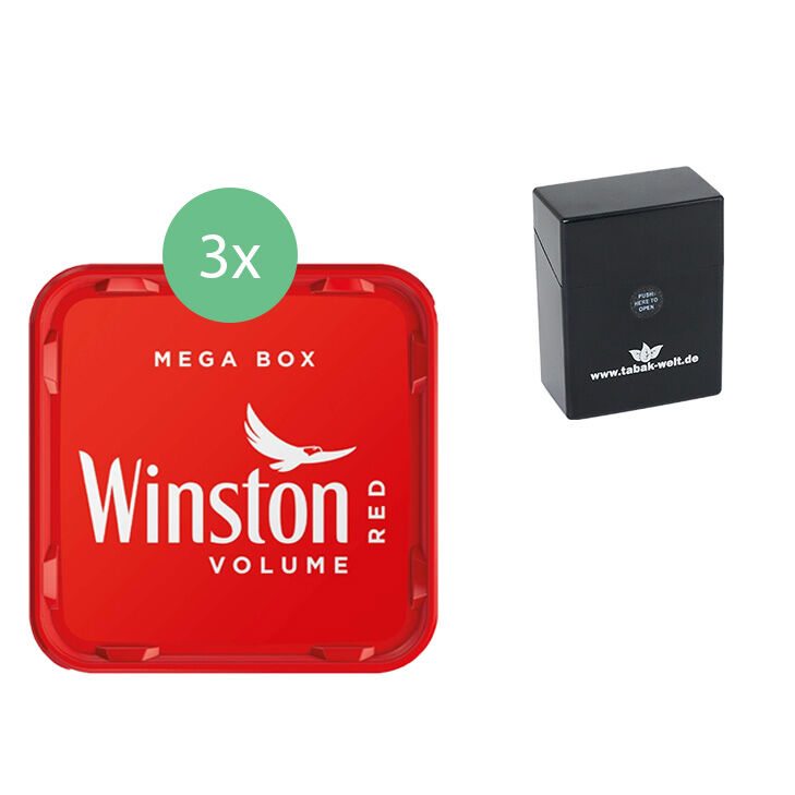 Winston Tabak 3 x Mega Box mit Zigarettenbox