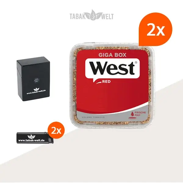west-red-volumentabak-2x-giga-box-mit-feuerzeugen-und-etui