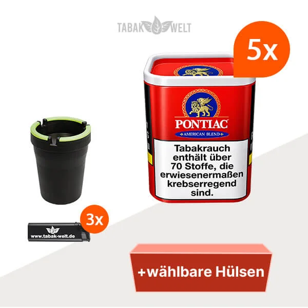 Pontiac American Blend Tabak 5x Dose mit wählbaren Hülsen