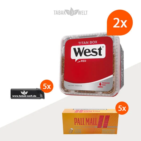 west-volumentabak-2x-titan-box-mit-pall-mall-huelsen
