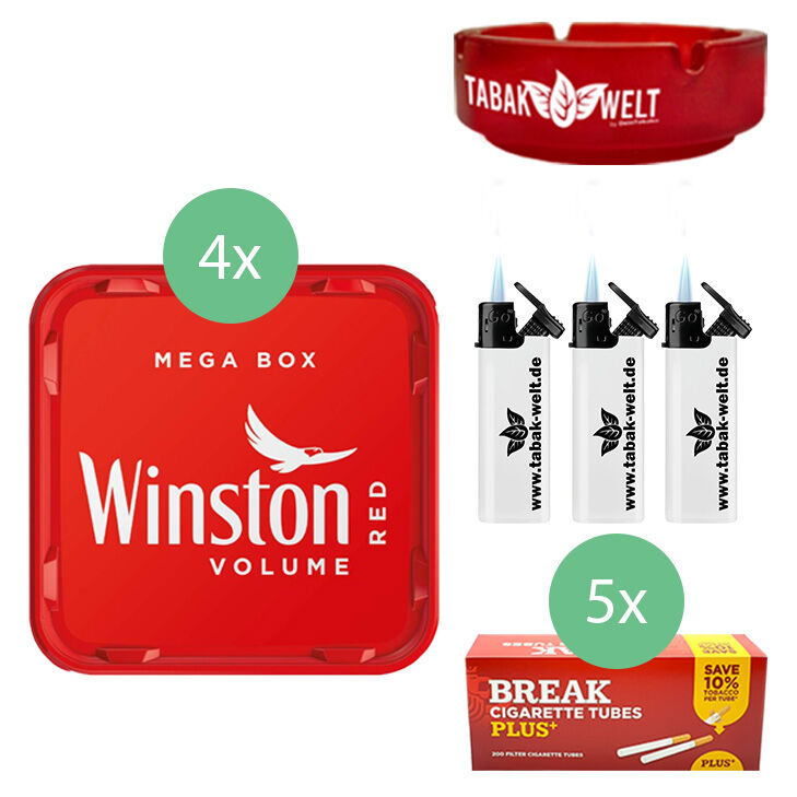 Winston Tabak 4 x Mega Box mit 1000 Plus Hülsen