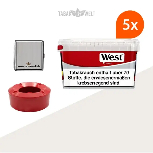 west-red-volumentabak-5x-mega-box-mit-metall-etui-und-aschenbecher