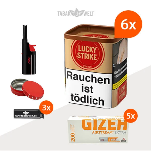 lucky-strike-red-feinschnitt-tabak-6x-dose-mit-1000-airstream-extra-filterhuelsen