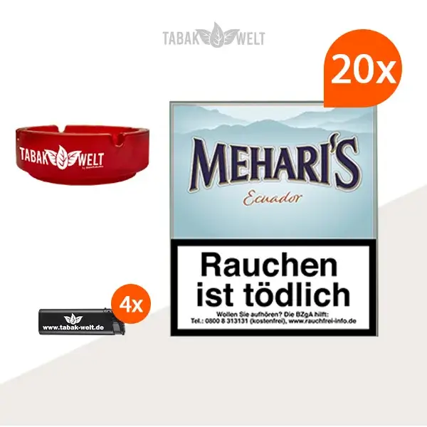 20X Mehari's Ecuador mit Feuerzeuge und Glasaschenbecher 20X Mehari's Ecuador mit Feuerzeuge und Glasaschenbecher
