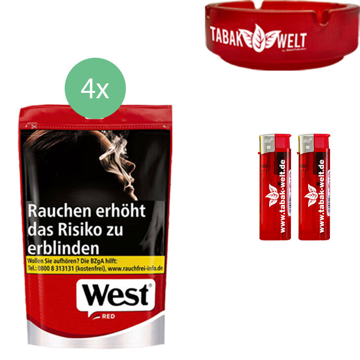 West Red 4 x 100g mit Glasaschenbecher