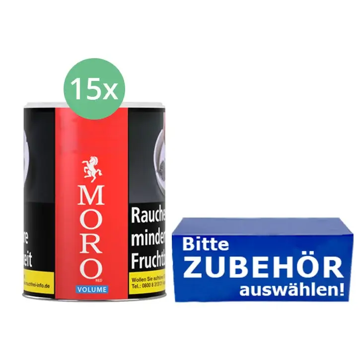 15x Moro Volumentabak Rot M Dose mit wählbarem Zubehör