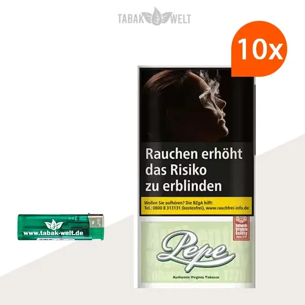 Pepe Bright Green Drehtabak 10x Pouch mit Feuerzeuge