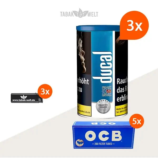 ducal-blau-feinschnitt-tabak-3x-dose-mit-1000-huelsen-und-feuerzeugen
