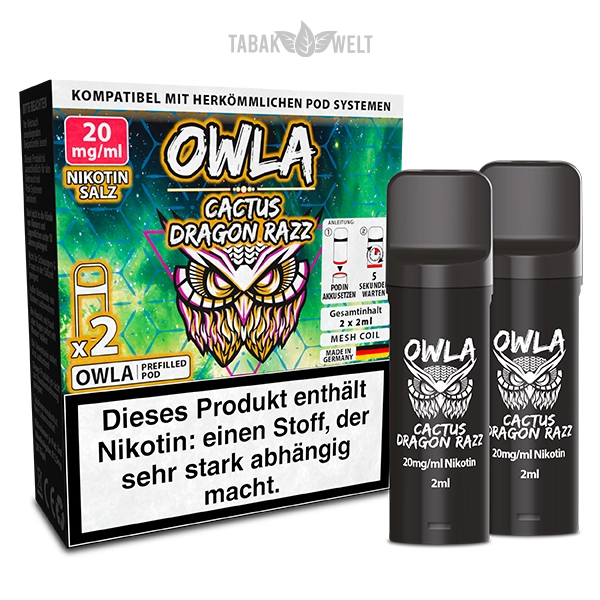 Owla E-Zigaretten Pods Cactus Dragon Razz 20mgml