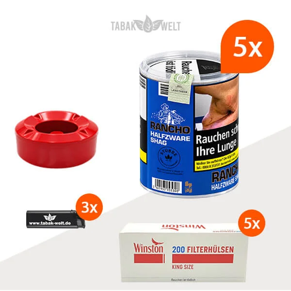 Rancho Halfzware 5er-Pack mit fünf Dosen und 1.000 King Size Hülsen