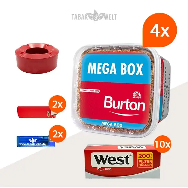 burton-red-volumentabak-4x-mega-box-mit-2000-huelsen-und-windaschenbecher burton-red-volumentabak-4x-mega-box-mit-2000-huelsen-und-windaschenbecher