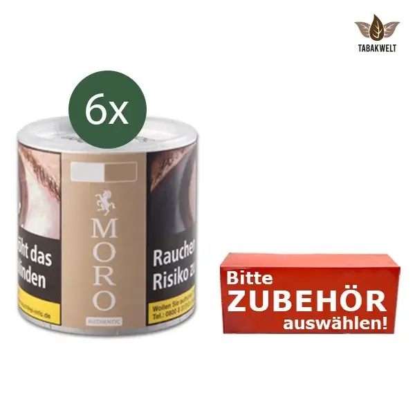 Moro Feinschnitttabak Authentic 6 x Dose mit wählbarem Zubehör