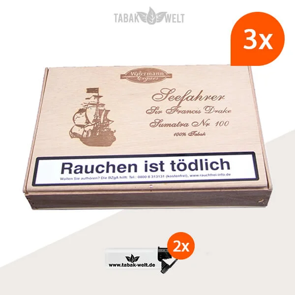 3x-woermanncigars-seefahrer-zigarren-SIR-FRANCIS-DRAKE-SUMATRA-NO.-100 3x-woermanncigars-seefahrer-zigarren-SIR-FRANCIS-DRAKE-SUMATRA-NO.-100