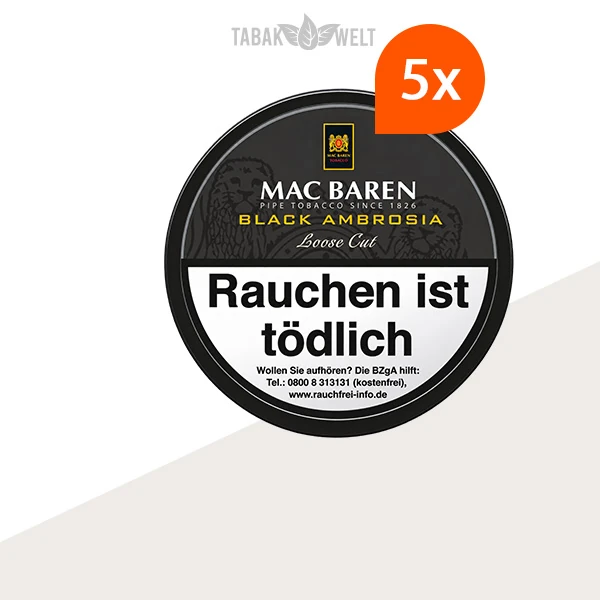 Mac Baren Black Ambrosia Pfeifentabak – 5 x Dose