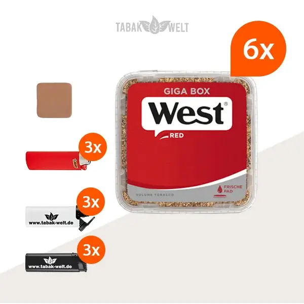 west-red-volumentabak-6x-giga-box-mit-feuerzeugen