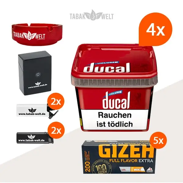 ducal-red-volumentabak-4x-eimer-mit-1000-huelsen-und-aschenbecher