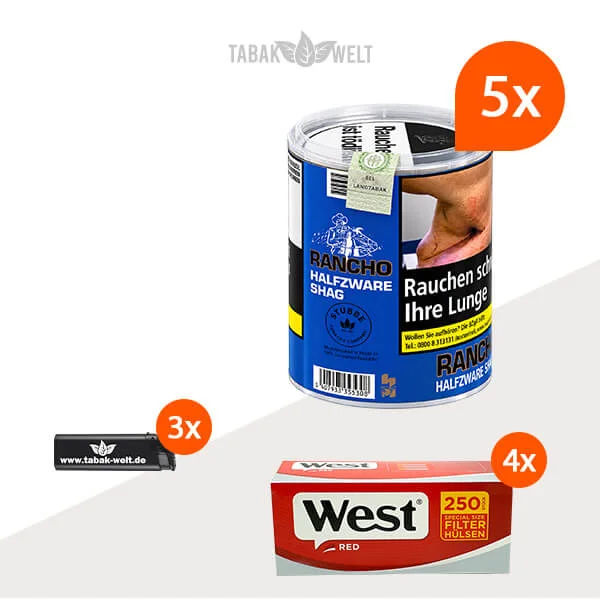 Rancho Halfzware 5er-Pack mit fünf Dosen und 1.000 Special Size Filterhülsen
