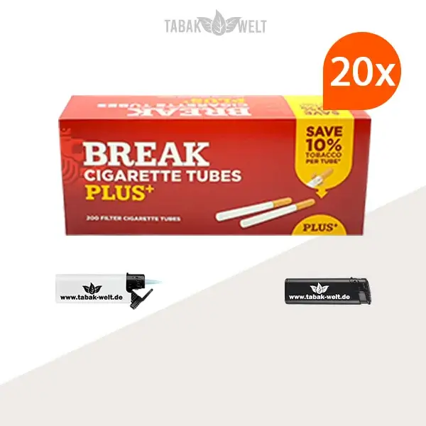 20x Break Plus Hülsen 200er (4000 Stück) mit Feuerzeugen