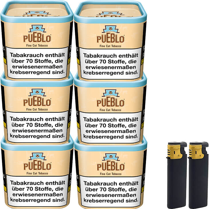 Pueblo Classic 6 x 100g mit Feuerzeuge