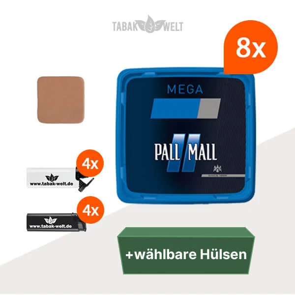 Pall Mall Tabak Blau 8 x Mega Box mit Wählbaren Hülsen Pall Mall Tabak Blau 8 x Mega Box mit Wählbaren Hülsen