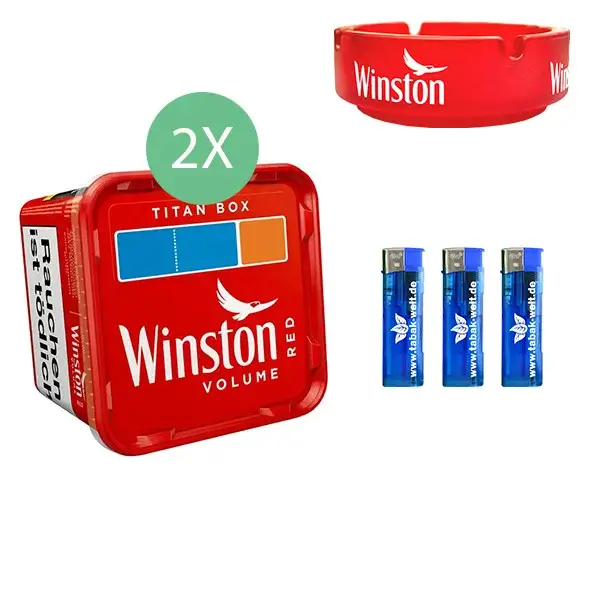 Winston Volumentabak 2 x Titan Box mit Glasaschenbecher