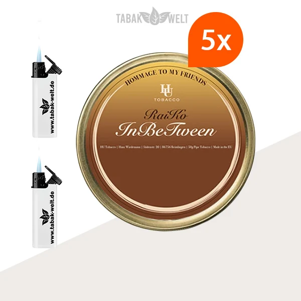 HU Tobacco Inbetween Pfeifentabak – 5 Dosen mit Feuerzeugen