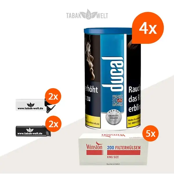 ducal-blau-feinschnitt-tabak-4x-dose-mit-1000-king-size-huelsen