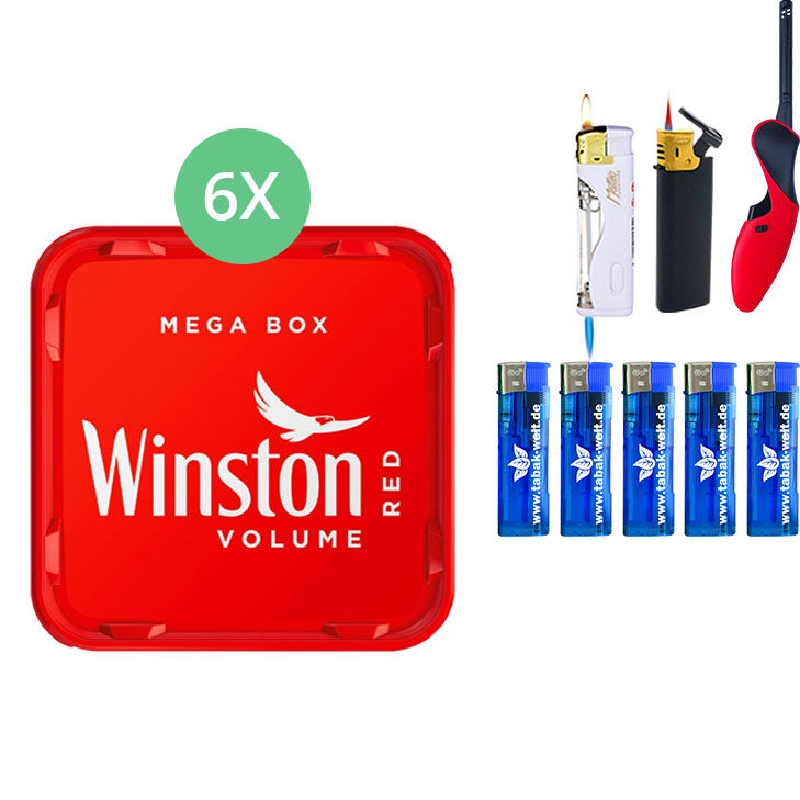Winston Mega Box 6 x 140g mit BBQ Feuerzeug