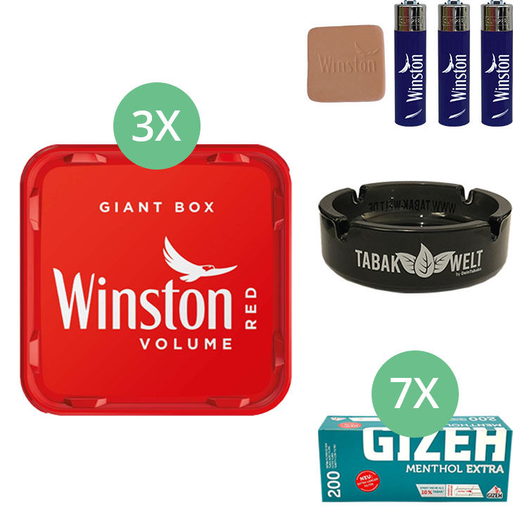 Winston Giant Box 3 x 205g mit 1400 Menthol Extra Hülsen