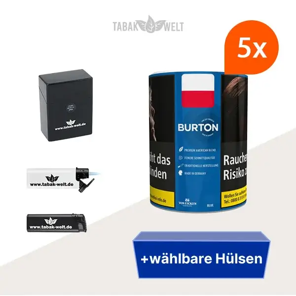 burton-blue-feinschnitt-tabak-5x-dose-mit-waehlbaren-huelsen-und-etui burton-blue-feinschnitt-tabak-5x-dose-mit-waehlbaren-huelsen-und-etui
