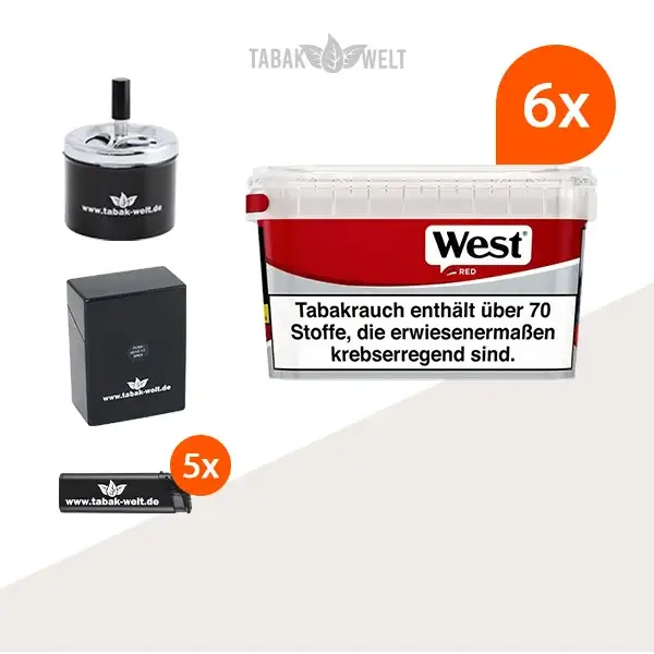 west-red-volumentabak-6x-mega-box-mit-drehaschenbecher