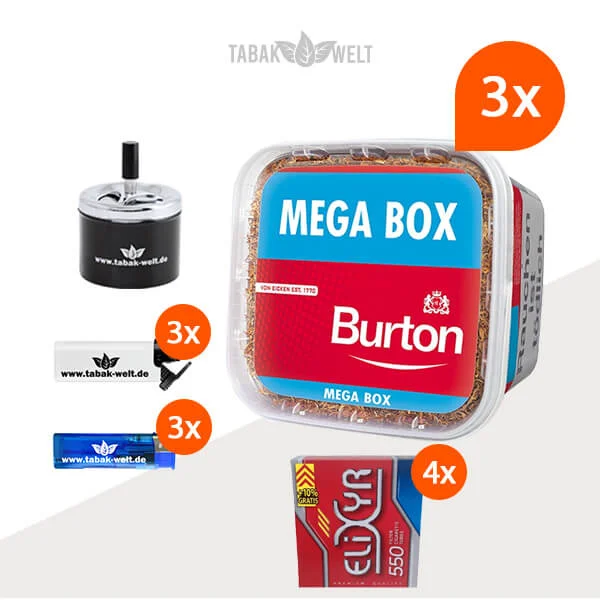 Burton Red Volumentabak 3x Mega Box mit Elixyr Hülsen