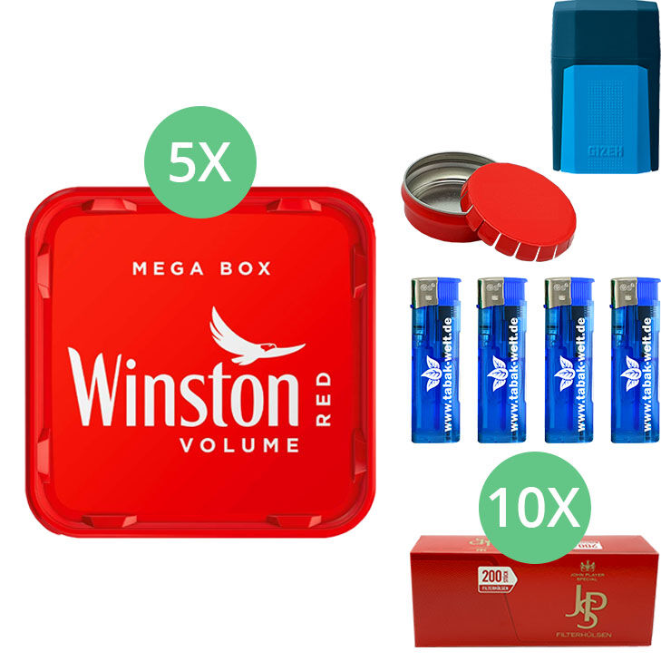 Winston Mega Box 5 x 135g mit 2000 JPS King Size Hülsen