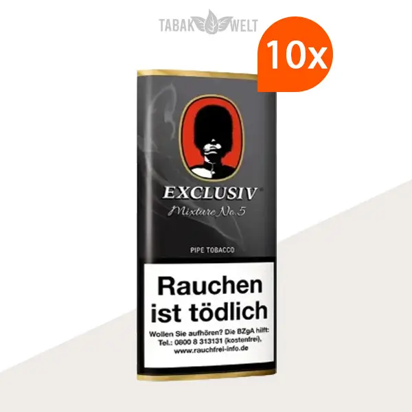 Exclusiv Mixture No. 5 Pfeifentabak Spezial mit Whisky, 10 Pouches