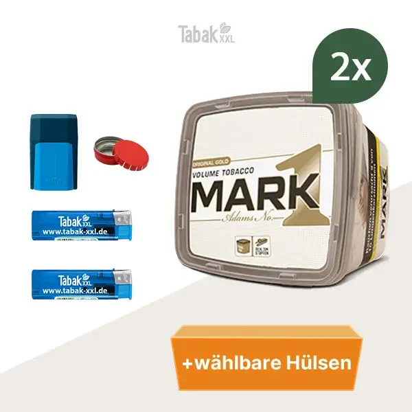 2x Mark 1 Original Gold Volumentabak Eimer mit wählbaren Hülsen und Mini-Aschenbecher