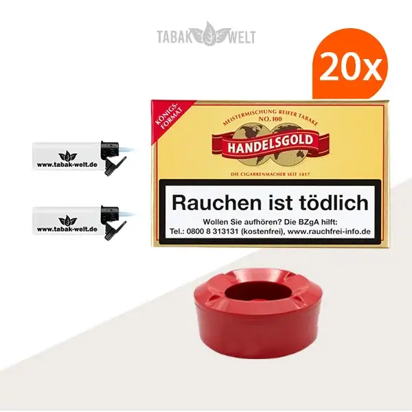 Handelsgold Königsformat Zigarillos 20 x 10 Stück mit Windaschenbecher