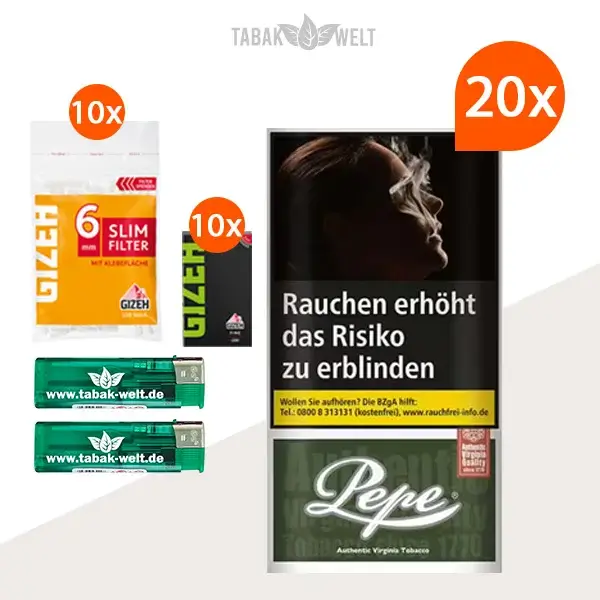 Pepe Dark Green Drehtabak 20x Pouch mit Gizeh Blättchen und Filter