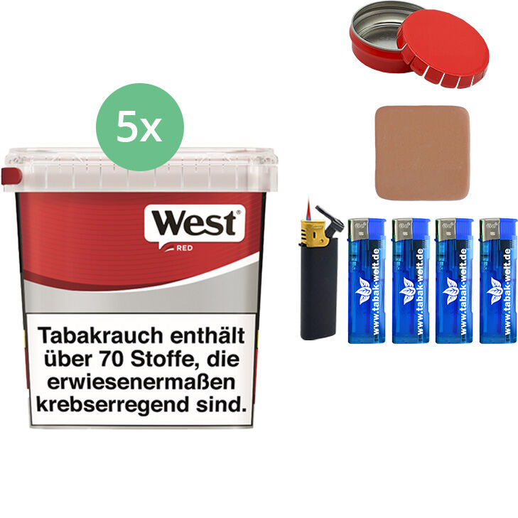 West Red 5 x 190g mit 3000 Mini Aschenbecher