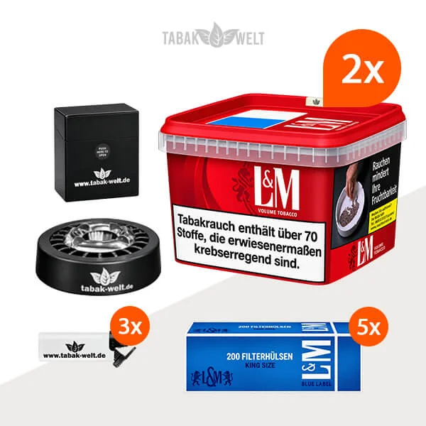 L&M Volumentabak 2x Giga Box mit 1000 BAU Filterhülsen